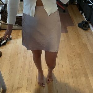 Dynamite Satin Mini Skirt in Light Brown